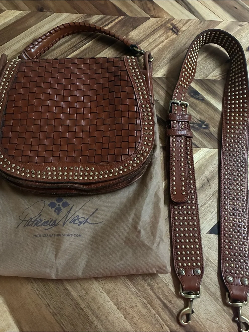 Patricia Nash Woven Leather Crossbody Bag - Brown